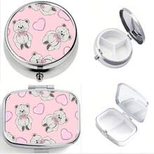2pcs Round And Square Decorative Pill Box - Travel Metal Storage Box, Safe And Reliable, Simple And Convenient, Exquisite Pattern, Perfect Gift - Multicolor - View 14