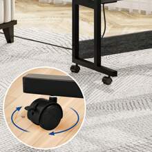 Height Adjustable Rolling Laptop Desk Over Sofa Bed Table Stand W/ Power Outlets Tiltable Tabletop, Mobile PC Laptop Bed Table Portable Computer Stand Desks For Library/Bedroom/Living Room/Office