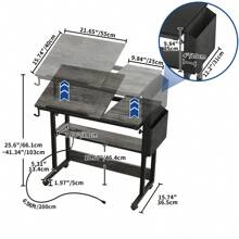 Height Adjustable Rolling Laptop Desk Over Sofa Bed Table Stand W/ Power Outlets Tiltable Tabletop, Mobile PC Laptop Bed Table Portable Computer Stand Desks For Library/Bedroom/Living Room/Office
