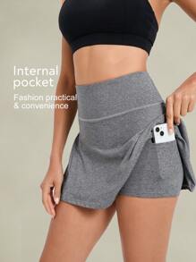 Tender Angel Váy Quần Short Thể Thao Nữ Mới Về Mùa Xuân 2024 - Váy Cầu Lông/Váy Tennis Cạp Cao Với Thiết Kế Chống Ánh Sáng Cho Váy Thể Thao Khiêu Vũ & Yoga - Xám - Xem 3