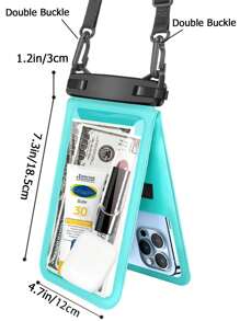 1入IPX8雙容量防水手機袋大型防水手機袋潛水防水袋，配有兩個鎖扣，包括兩個分離袋