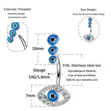 1PC Cute Belly Button Rings Silver 316L Stainless Steel Belly Piercing Evil Eye Belly Rings Navel Rings Navel Piercing Jewelry For Women Men - Silver - View 2