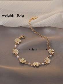 1pc Simple & Elegant Daisy Bracelet, Suitable For Girls' Daily Wear