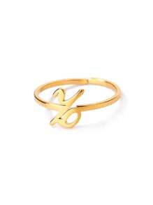 1 Pc Fashion Initial A-Z Letter Ring For Women Gold Color Stainless Steel Geometric Open Ring Birthday Party Friends Jewelry Gift