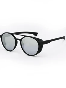 Retro Fashion Glasses Semi-Round Frame Side Protection - Grey - View 3