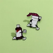 2件/套 卡通可爱瓶子追逐杯子珐琅别针 定制装饰胸针 挂件 翻领徽章 包包徽章 珠宝礼物别针 圣诞老人别针 衣服包包挂饰 学校 Kpop 背包 教师用品 包包挂饰 办公配件 衬衫 夹克 万圣节 秋冬季配饰，适合青少年、青年、男士、休闲、户外、运动、度假、毕业礼物、生日、日常佩戴 衣服别针 有趣的教师礼物 万圣节配饰 教师节 服装配饰 圣诞节 男士礼物 包包别针 - 彩色 - 查看 4