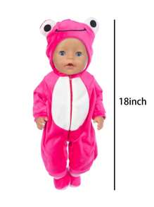 18 英寸重生娃娃衣服套装，可爱卡通青蛙装，适合 43 厘米娃娃（不含娃娃） - 紅色 - 查看 2