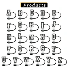 0.4in Cute Silicone Initial Letter Straw Covers Cap For Cup, Dust-Proof Drinking Straw Reusable Straw Tips Lids, Personalized Charm For Tumbler, Kitchen, Christmas Gift,School Supplies