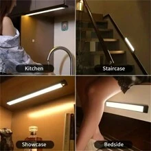 1pc/2pcs Rechargeable LED Motion Sensor Closet Light - 3 Color Changing Modes Wall Lamp, Suitable For Bedroom, Kitchen, Wardrobe, Self-Adhesive Cabinet And Shoe Rack Lighting (20/30/40cm, Black/White) - 3 Colors - View 8