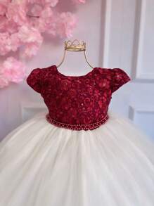Young Girls Dresses - Maroon - View 2