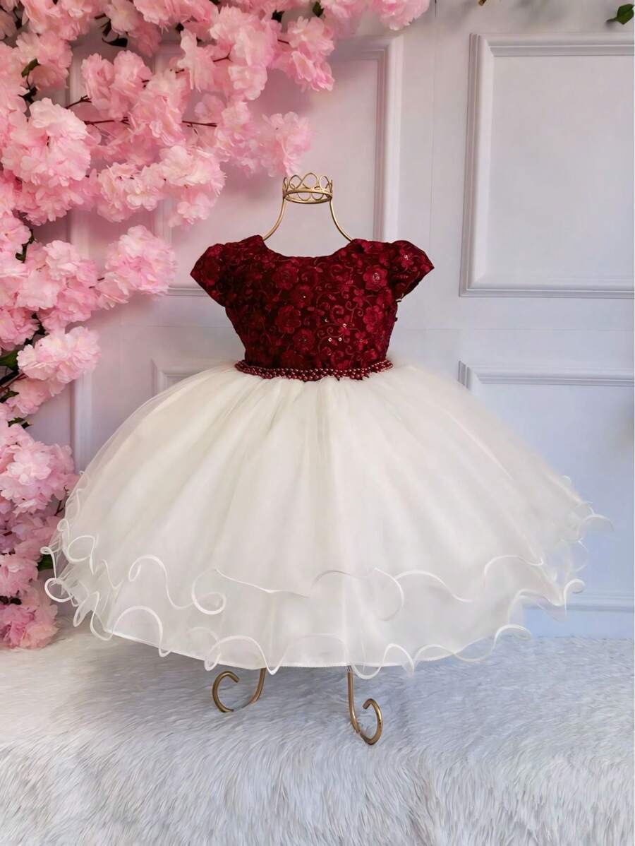 Young Girls Dresses - Maroon - View 1