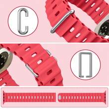1 件男女通用运动海洋风格表带，兼容 Apple Watch 38 毫米/40 毫米/41 毫米/42 毫米/44 毫米/45 毫米/46 毫米/49 毫米 Ultra SE 系列 1/2/3/4/5/6/7/8/9/10 - 珊瑚紅 - 查看 4