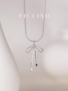 FICCINO 领结形镀金吊坠项链，钛钢镀金蛇链，日常佩戴锁骨链，送给朋友和周年纪念日的优雅可爱礼物，附赠礼品盒，情人节、妈妈、母亲、母亲节、礼物 - 蝴蝶結項鍊 - 查看 8