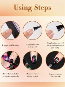 NAILGLOSS指甲箔膠釘藝箔膠凝膠，鐳射箔膠轉印貼片釘膠箔膠轉移貼片指甲美甲DIY需要LED燈浸泡卸除 - 無色 - 查看 6