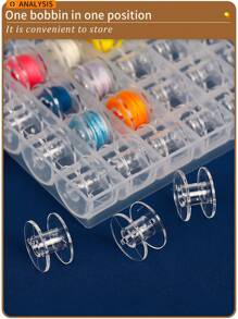 1pc Clear High-Quality PC (Polycarbonate) Material Bobbin Case For Household Sewing Machine, Multipurpose Thread Spool Organizer, Bobbin Storage Box, Sewing Accessory. Available In Empty Box Or Complete Set With Bobbins, 25 Or 36 Grids. - Clear - View 5