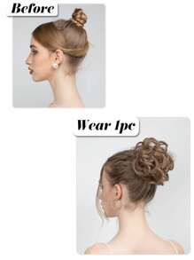 1 Stück hoher Dutt, unordentlicher Dutt für Frauen und Mädchen, synthetische 6-Zoll wellig-lockige Pferdeschwanz Zopf für erweiterte Frauen und Mädchen