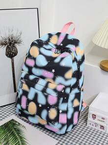 New Starry Sky Printed Three In One Combination Bag Backpack With Insulation Handbag And Student Pen Bag, Primary And Middle School Unisex Bag, Ideal School Bag Set For School, College & TravelLarge Capacity,Portable,Lightweight,With Pencil Case,Luggage Strap Design, Suitable For Teen Girls Women College Students, Perfect For Back To School,College,Middle School, High School,First Day Of School - Multicolor - View 3