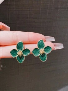 1 Đôi Bông tai Dopamine hình bông hoa bốn cánh nhiều màu dành cho nữ, thích hợp làm quà tặng ngọt ngào & đơn giản hàng ngày hoặc lễ hội - Bông tai hoa tráng men thả - Xem 4