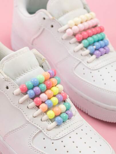 60pcs Cute Dopamine Colored Beads For DIY, Shoe Decoration Accessories, Suitable For Round Shoelaces And Flat Shoelaces