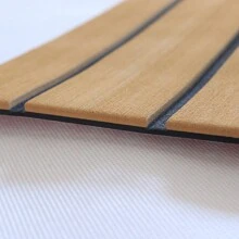 YUNRUX 240 x 60 x 0,6 cm Alfombrilla autoadhesiva para suelo de yate, cubierta para barco, marrón con costura negra, alfombrilla para suelo de yate para autocaravana, fácil de limpiar e instalar