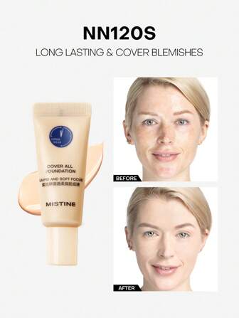 MISTINE 液體粉底化妝品5g，適用於混合肌膚，全面覆蓋，24小時肌膚保濕，護膚滋潤配方，防水粉底，自然妝效，1個裝