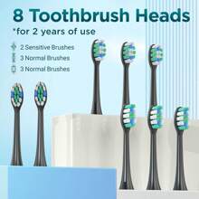 Electric Toothbrush With 8 Replaceable Brush Heads For Adults, Usb Rechargeable, 5 Modes, With Bathroom Wall Mounted Toothbrush Holder &Travel Toothbrush Head Cover For Teeth Whitening And Oral Health - 黑色 - 查看 6
