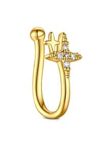 CIZME 1PC Fake Nose Ring CZ African Nose Cuffs Gold Faux Septum Nose Rings Clip On Nose Jewelry For Woman Non Pierced Jewelry, Multi-Style Fake Nose Rings For Women African Nose Cuff Non Piercing Nice Gift For Her On Birthday/Valentine's Day/Christmas, Fake Septun Fake Nose Ring