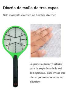 3500V Raqueta Eléctrica Mata Mosquitos Y Moscas Recargable Con Luz Led - Verde - Ver 2