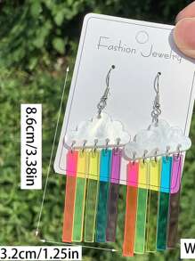 Acryl Laser geschnittene Ohrhänger mit schwarzer Wolke, Blitz und Regentropfen, modischer Schmuck für Frauen