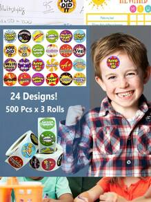 500/1500pcs Teacher Reward Stickers - 3 Vibrant Rolls Of Diverse Praise & Merit Stickers,Easy-To-Use Self-Adhesive Design For Boosting Student Morale And Classroom Engagement - Ideal For Student Recognition And Reward Sticker Pad,Sticker>Roll,Stickers Set,Print Stickers,Stickers Design,Stikcers,Stickers,Teacher Stickers,Classroom,Reward Stickers,Sticker Roll,Classroom,Stickers Set,Classroom,Teacher Stickers
