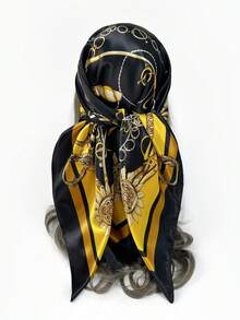 1片90*90cm時尚女性戶外防曬披肩，四季防風防沙圍巾，設帆船、旗幟、錨點圖案及多種顏色（藍色、粉紅色、紅色、咖啡色、棕色、米白色、白色），適用於外出時的搭配，可當頭巾、頭帶、頸巾，為你的裝扮添彩 - 黃色 - 查看 6