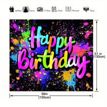 1 pieza Telón de fondo vibrantede graffiti de slime - Decoración para fiesta de cumpleaños que brilla en la oscuridad - Fondo fotográfico interactivo con luz negra con efectos de salpicaduras de pintura de colores - Perfecto para celebraciones llenas de diversión y cabina de fotos, Navidad
