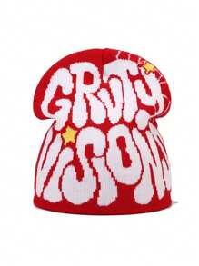 1 件 Y2K 风格大胆哥特式提花针织帽，柔软舒适的便帽，适合户外骑行、旅行、滑雪和街头秋季装扮 - A - 查看 21