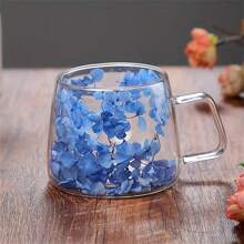 Tazas de flores transparentes - Taza de café con flores secas de 200 ml de capacidad, taza de café con flores de gran capacidad | Elegante taza de café con flores secas con mango, creativas tazas de flores con doble aislamiento para café, té, jugos - Multicolor - Ver 4