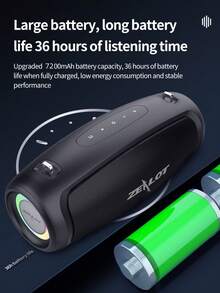 Zealot S37L Wireless Portable Speaker 40W Power With 7200mAH Battery, Long Battery Life, Compatible With TF Card/USB/AUX, Supports Mobile/Tablet/Computer/TV Connection Playback, Suitable For Parties, Home Theaters, Outdoor Dance - Black - View 8