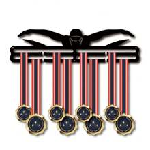 1pc Medal Hanger Display Soccer,Football,Swimming,Gymnastics,Skating,Hockey Metal Medal Holder 14inch L For 30 Medals Or More Laser Cut Heavy Duty Medal Display Rack - Blue and White - View 2