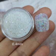 0.1 毫米 0.2 毫米 0.4 毫米全息细白色闪光粉适用于指甲、树脂、蜡烛制作、工艺品 - 彩色 - 查看 6