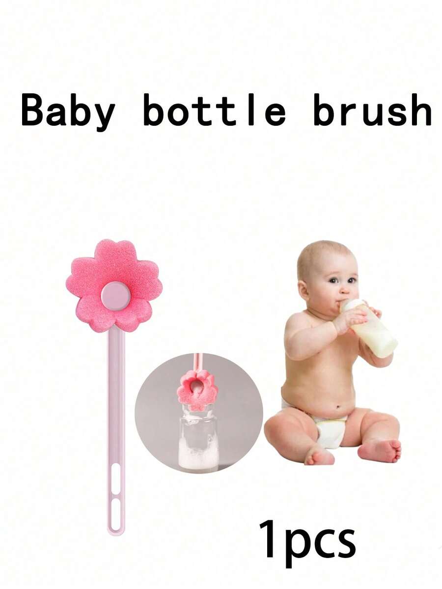 1入組嬰兒奶瓶清洗刷，長柄海綿刷適用於學生水瓶和水杯，360度旋轉清潔嬰兒奶瓶 - 彩色 - 查看 1
