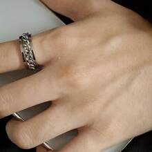 6pcs Stainless Steel Rings With Rotatable Chain, Couple Ring, Multi-Functional Jewelry, Fashion 8mm Ring, Gifts For Men