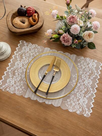 1個/4個/6個/12個空心花邊餐墊，適用於餐廳、婚禮、派對、家居桌面裝飾