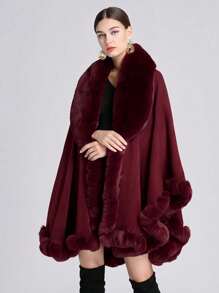 A Lady Multi-Color Imitation Cashmere Imitation Fur Thick And Wide Knitted Fabric Soft Plush Collar Warm Wind And Sun Protection Temperament Fashion Women Larger Shawl Shawl Suitable For Daily Wear Party Party Festival Wear Banquet Wear For Dress - Multicolor Shawl - View 18