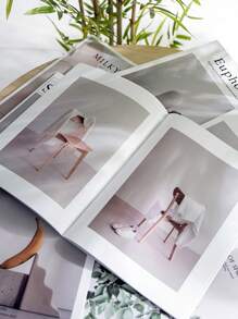 1入組Ins風格簡約英文雜誌，攝影道具，攝影背景，家居裝飾，簡約風格，適用於直播，街拍，適用於美食，珠寶，化妝品和其他攝影活動