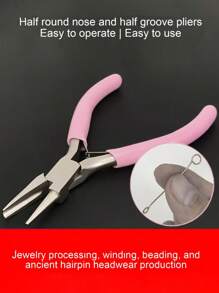 1pc Professional Round Concave Pliers For Jewelry Making - Mini Precision Wire Looping & Bending Tool, Ideal DIY Hand Tool For Craft Hobbyists