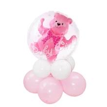 1PC 19-Inch Pink/Blue Bear Balloon Transparent Gender Debunking Bear Foil Balloons For 1st Birthday Party Helium Balloon Gender Reveal Decoration,Christmas