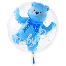1PC 19-Inch Pink/Blue Bear Balloon Transparent Gender Debunking Bear Foil Balloons For 1st Birthday Party Helium Balloon Gender Reveal Decoration,Christmas