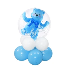 1PC 19-Inch Pink/Blue Bear Balloon Transparent Gender Debunking Bear Foil Balloons For 1st Birthday Party Helium Balloon Gender Reveal Decoration,Christmas
