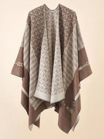 1 st damer geometrisk rutig lapptäcke ponchosjal, varma och varma halsdukar för höst/vinter