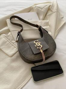 2024 New Winter Women's Personalized Crossbody Bag, Korean Style Crescent-Shaped Casual Chain Shoulder Bag, Simple Fashion Shoulder Bag For Women - Grey - View 6