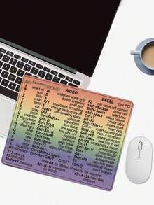 1pc Mouse Pad - Windows Shortcut Keyboard Mouse Pad, Computer Function Shortcut Mouse Pad, Non-Slip Rubber Mouse Pad, Office Software Office For Word Excel PPT Shortcut Mouse Pad - Multicolor - View 1