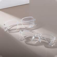 2pcs Square Frame Clear Glasses Fake Brille For Women Daily Wear,Reading - Clear - View 7